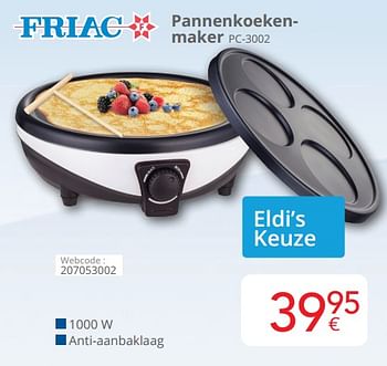 Promoties Friac pannenkoekenmaker pc-3002 - Friac - Geldig van 01/03/2024 tot 31/03/2024 bij Eldi