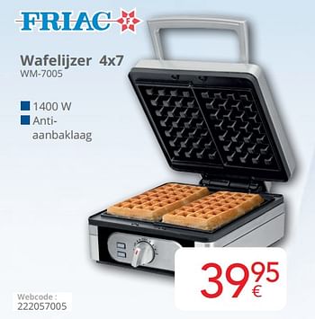 Promoties Friac wafelijzer 4x7 wm-7005 - Friac - Geldig van 01/03/2024 tot 31/03/2024 bij Eldi