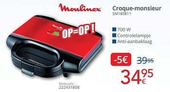 Promoties Moulinex croque-monsieur sm180811 - Moulinex - Geldig van 01/03/2024 tot 31/03/2024 bij Eldi