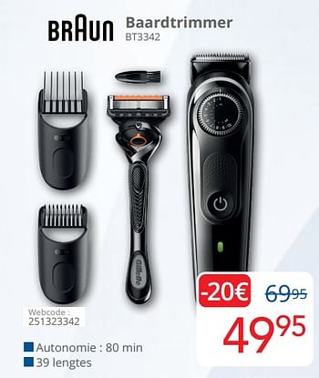 Promotions Braun baardtrimmer bt3342 - Braun - Valide de 01/03/2024 à 31/03/2024 chez Eldi