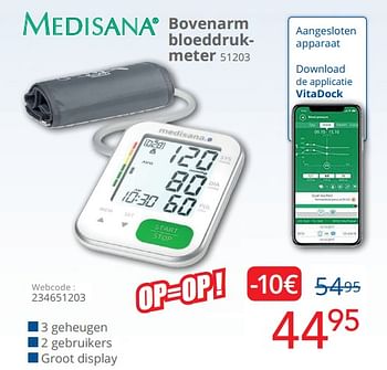 Promotions Medisana bovenarm bloeddrukmeter 51203 - Medisana - Valide de 01/03/2024 à 31/03/2024 chez Eldi