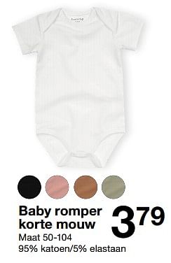 Promoties Baby romper korte mouw - Huismerk - Zeeman  - Geldig van 02/03/2024 tot 15/03/2024 bij Zeeman