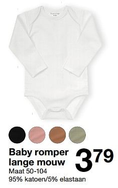 Promotions Baby romper lange mouw - Produit maison - Zeeman  - Valide de 02/03/2024 à 15/03/2024 chez Zeeman