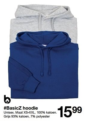 Promoties Basicz hoodie - Huismerk - Zeeman  - Geldig van 02/03/2024 tot 15/03/2024 bij Zeeman