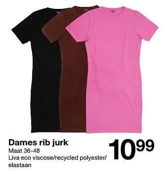 Promoties Dames rib jurk - Huismerk - Zeeman  - Geldig van 02/03/2024 tot 15/03/2024 bij Zeeman