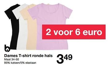 Promoties Dames t-shirt ronde hals - Huismerk - Zeeman  - Geldig van 02/03/2024 tot 15/03/2024 bij Zeeman