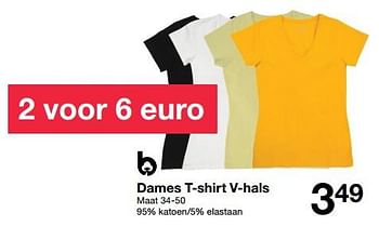 Promoties Dames t-shirt v-hals - Huismerk - Zeeman  - Geldig van 02/03/2024 tot 15/03/2024 bij Zeeman