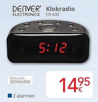 Promoties Denver electronics klokradio cr-430 - Denver Electronics - Geldig van 01/03/2024 tot 31/03/2024 bij Eldi