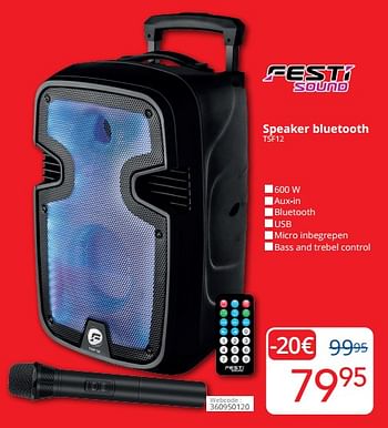 Promoties Festisound speaker bluetooth tsf12 - FestiSound - Geldig van 01/03/2024 tot 31/03/2024 bij Eldi