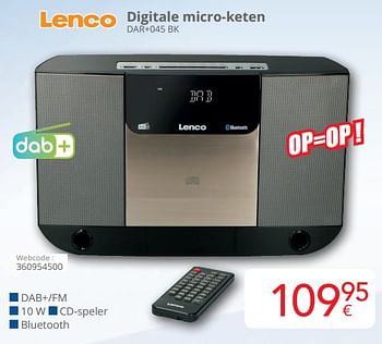 Promotions Lenco digitale micro-keten dar+045 bk - Lenco - Valide de 01/03/2024 à 31/03/2024 chez Eldi