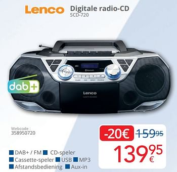 Promotions Lenco digitale radio-cd scd-720 - Lenco - Valide de 01/03/2024 à 31/03/2024 chez Eldi