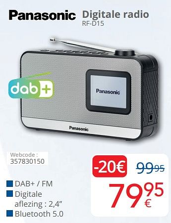 Promotions Panasonic digitale radio rf-d15 - Panasonic - Valide de 01/03/2024 à 31/03/2024 chez Eldi