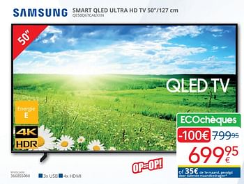Promotions Samsung smart qled ultra hd tv qe50q67cauxxn - Samsung - Valide de 01/03/2024 à 31/03/2024 chez Eldi