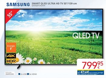 Promotions Samsung smart qled ultra hd tv qe55q67cauxxn - Samsung - Valide de 01/03/2024 à 31/03/2024 chez Eldi