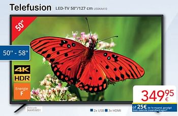 Promotions Telefusion led-tv u50kaa10 - Telefusion - Valide de 01/03/2024 à 31/03/2024 chez Eldi