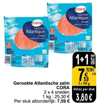 Promoties Gerookte atlantische zalm cora - Huismerk - Cora - Geldig van 05/03/2024 tot 11/03/2024 bij Cora