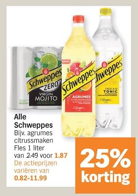 Promotions Agrumes citrussmaken - Schweppes - Valide de 04/03/2024 à 10/03/2024 chez Albert Heijn