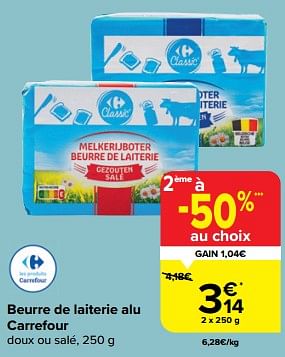 Promoties Beurre de laiterie alu carrefour - Huismerk - Carrefour  - Geldig van 28/02/2024 tot 18/03/2024 bij Carrefour