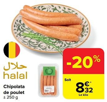 Promoties Chipolata de poulet - Huismerk - Carrefour  - Geldig van 28/02/2024 tot 18/03/2024 bij Carrefour