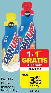 Promotions Dan’up danio banane ou fraise - Danio - Valide de 28/02/2024 à 18/03/2024 chez Carrefour