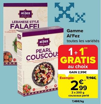 Promotions Gamma al`fez couscous perlé - Al'fez - Valide de 28/02/2024 à 18/03/2024 chez Carrefour