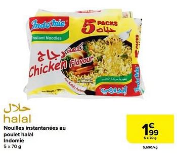 Promotions Nouilles instantanées au poulet halal indomie - Indomie  - Valide de 28/02/2024 à 18/03/2024 chez Carrefour