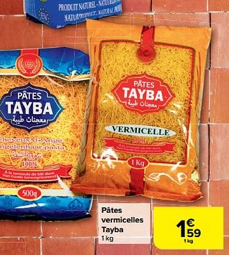 Promotions Pâtes vermicelles tayba - Tayba - Valide de 28/02/2024 à 18/03/2024 chez Carrefour