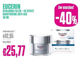Promoties Eucerin hyaluron-filler + 3x effect nachtcreme anti age - Eucerin - Geldig van 26/02/2024 tot 31/03/2024 bij Medi-Market