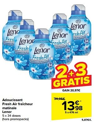 Promotions Adoucissant fresh air fraîcheur matinale lenor - Lenor - Valide de 05/03/2024 à 12/03/2024 chez Carrefour