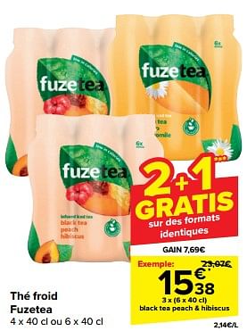 Promotions Black tea peach + hibiscus - FuzeTea - Valide de 05/03/2024 à 12/03/2024 chez Carrefour