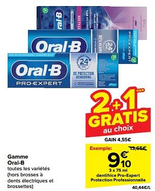 Promotions Dentifrice pro-expert protection professionnelle - Oral-B - Valide de 05/03/2024 à 12/03/2024 chez Carrefour