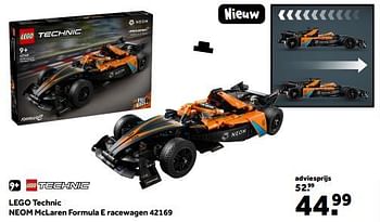 Promoties Lego technic neom mclaren formula e racewagen 42169 - Lego - Geldig van 01/03/2024 tot 24/03/2024 bij Intertoys