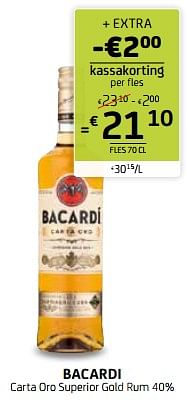 Promoties Bacardi carta oro superior gold rum 40% - Bacardi - Geldig van 01/03/2024 tot 14/03/2024 bij BelBev