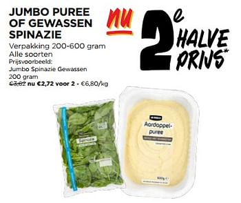 Promoties Jumbo spinazie gewassen - Huismerk - Jumbo - Geldig van 06/03/2024 tot 12/03/2024 bij Jumbo