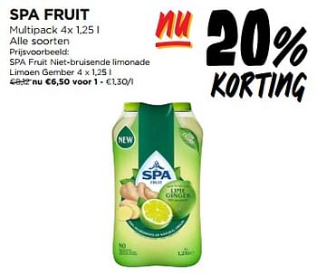 Promoties Spa fruit niet-bruisende limonade limoen gember - Spa - Geldig van 06/03/2024 tot 12/03/2024 bij Jumbo
