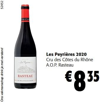 Promoties Les peyrières 2020 cru des côtes du rhône a.o.p. rasteau - Rode wijnen - Geldig van 28/02/2024 tot 12/03/2024 bij Colruyt