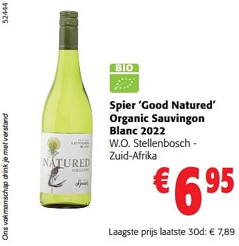 Promoties Spier good natured organic sauvingon blanc 2022 w.o. stellenbosch - zuid-afrika - Witte wijnen - Geldig van 28/02/2024 tot 12/03/2024 bij Colruyt