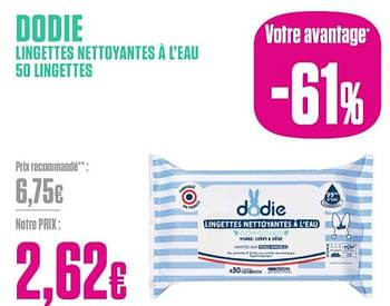 Promoties Dodie lingettes nettoyantes à l`eau - Dodie - Geldig van 26/02/2024 tot 31/03/2024 bij Medi-Market