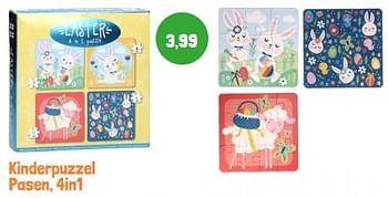 Promoties Kinderpuzzel pasen 4in1 - Huismerk - Lobbes - Geldig van 01/03/2024 tot 31/03/2024 bij Lobbes