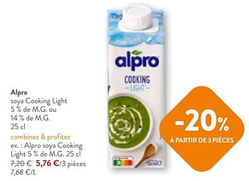 Promotions Alpro soya cooking light - Alpro - Valide de 28/02/2024 à 12/03/2024 chez OKay