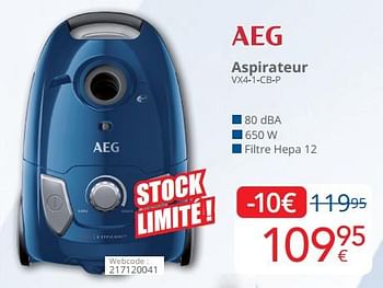 Promoties Aeg aspirateur vx4-1-cb-p - AEG - Geldig van 01/03/2024 tot 31/03/2024 bij Eldi