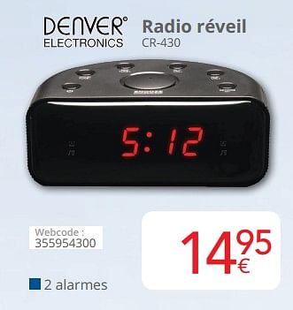 Promotions Denver radio réveil cr-430 - Denver Electronics - Valide de 01/03/2024 à 31/03/2024 chez Eldi