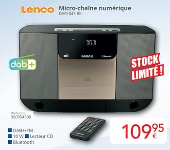 Promoties Lenco micro-chaîne numérique dar+045 bk - Lenco - Geldig van 01/03/2024 tot 31/03/2024 bij Eldi
