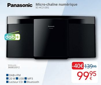 Promoties Panasonic micro-chaîne numérique sc-hc212eg - Panasonic - Geldig van 01/03/2024 tot 31/03/2024 bij Eldi