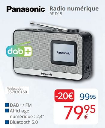 Promoties Panasonic radio numérique rf-d15 - Panasonic - Geldig van 01/03/2024 tot 31/03/2024 bij Eldi