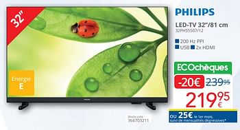 Promoties Philips led-tv 32``-81 cm 32phs5507-12 - Philips - Geldig van 01/03/2024 tot 31/03/2024 bij Eldi