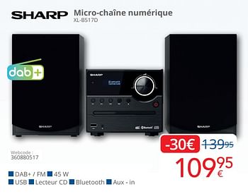 Promotions Sharp micro-chaîne numérique xl-b517d - Sharp - Valide de 01/03/2024 à 31/03/2024 chez Eldi