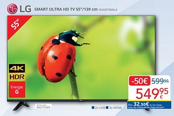 Promotions Lg smart ultra hd tv 55``-139 cm 55sur73006la - LG - Valide de 01/03/2024 à 31/03/2024 chez Eldi