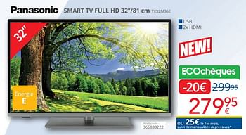 Promoties Panasonic smart tv full hd 32``-81 cm tx32m36e - Panasonic - Geldig van 01/03/2024 tot 31/03/2024 bij Eldi