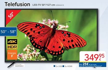 Promoties Telefusion led-tv 50``-127 cm u50kaa10 - Telefusion - Geldig van 01/03/2024 tot 31/03/2024 bij Eldi
